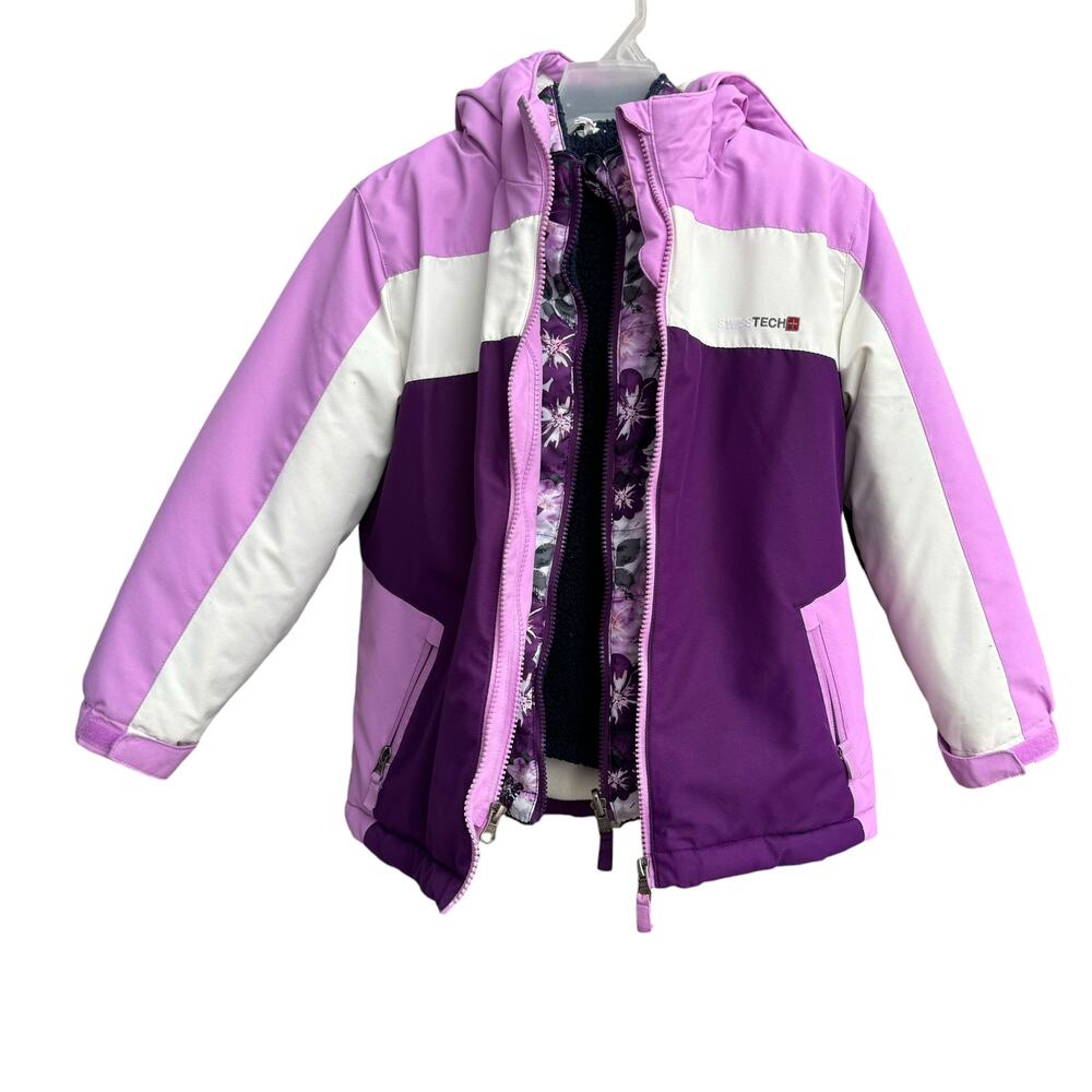 Swiss Tech Kids Jacket - Purple and White